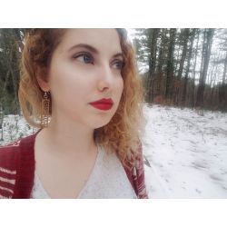 Greek Bamboo Earrings worn