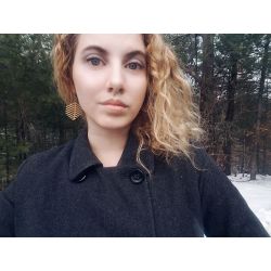 Modern Leaf Bamboo Earrings worn