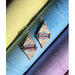 mirrored landscape blossom wood earrings