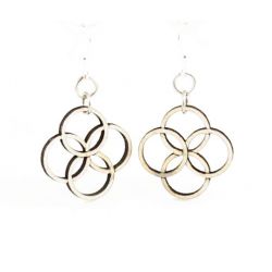 Natural wood integrated circle blossom wood earrings