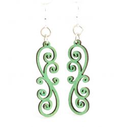 Emerald scrolly vine wood blossom earrings
