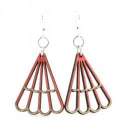 crimson triangle blossom wood earrings