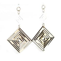 natural wood squared dangle earrings