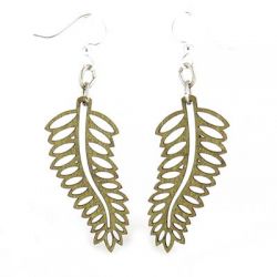 apple green open fern wood earrings