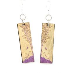 purple nature window wood earrings