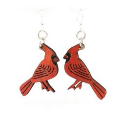 cardinal wood earrings