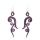 Purple scroll wooden earrings