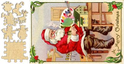 VINTAGE Artsy Santa Whimsical Jigsaw Puzzle - 275PCS - #6772
