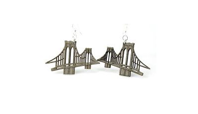 brooklyn bridge wood earrings