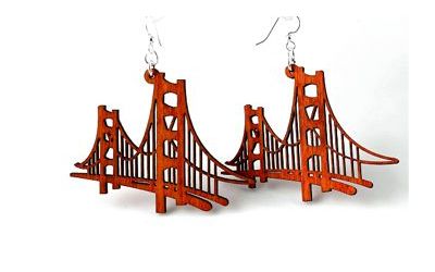 golden gate bridge wood earrings