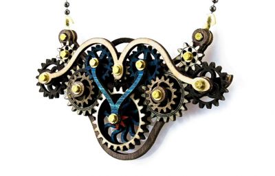 Kinetic Winged Gear Necklace 6004A