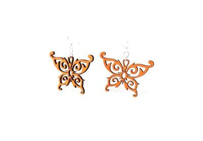 Tangerine Butterfly Wood Earrings