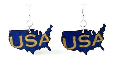 usa country wood earrings