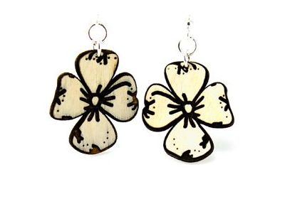 dogwood flower wood earrings