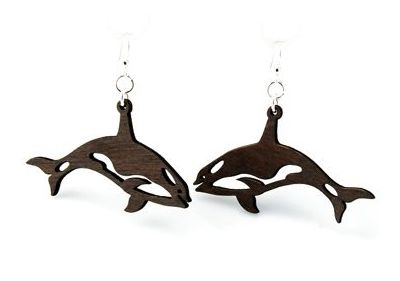 Black killer whale earrings