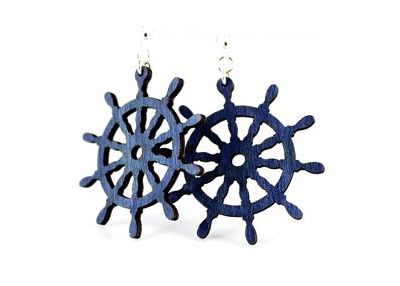 Royal Blue Ship Wheel Earrings