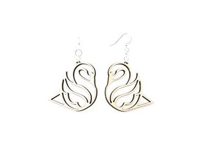 Natural Wood Swan Wood Earrings