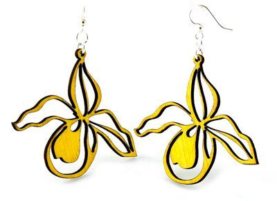 Yellow Orchid Wood Earrings