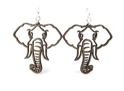Gray Elephant Wood Earrings