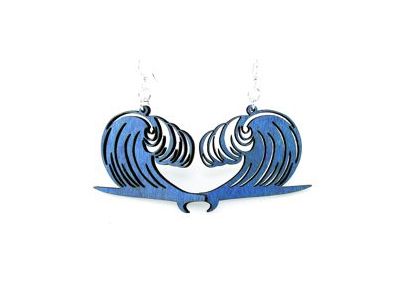 Royal blue wave surfboard earrings