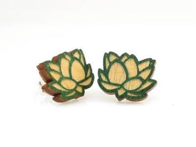 Lotus stud wood earrings