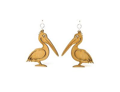 Tan pelican wood earrings