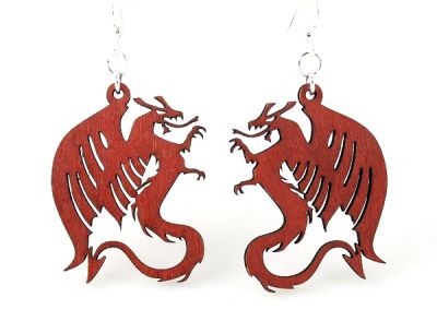 Cherry Red Dragon Wood Earrings