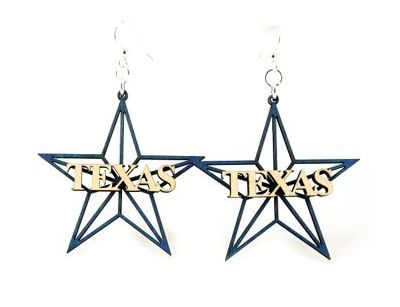 Texas star wood earrings