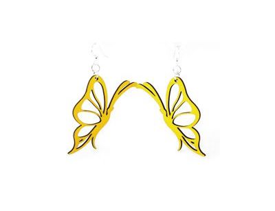 yellow profile butterfly wood earrings