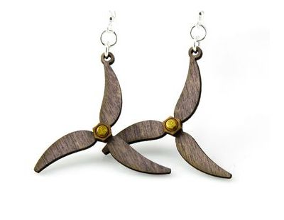 gray propeller wood earrings