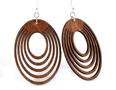 cinnamon oval offset wood earrings