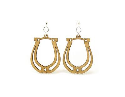 Tan Horse Shoe wood earrings