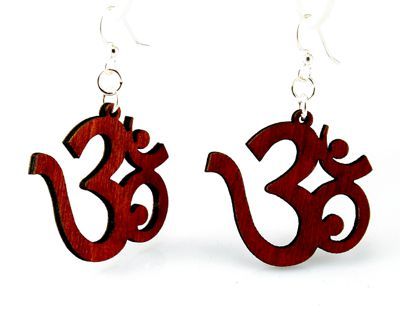 Red ohm wood earrings