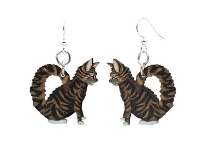 Tabby Cat Wood Earrings made from Eco-Friendly Wood!