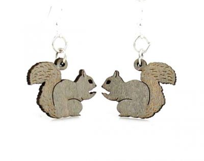 Gray squirrel wood earrings