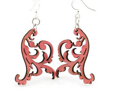 cherry red swaying vine wood earrings