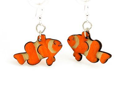 clown fish wood earrings