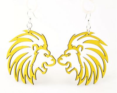 Lemon Yellow Lion Wood Earrings