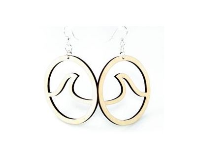 Wave in Circle wood earings