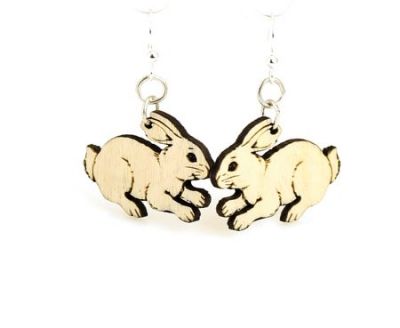 Natural wood bunny earrings