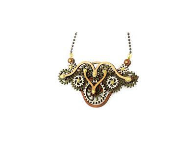 Kinetic Winged Gear Necklace 6004G