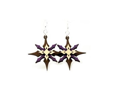 Layered star wood earrings