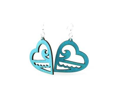 Aqua Marine Ocean Heart Earrings