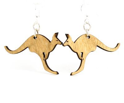 Tan kangaroo wood earrings