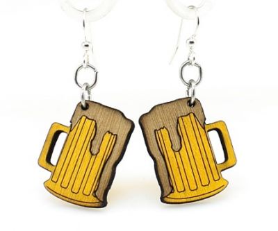 beer mug wood earrings