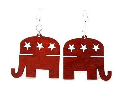 republican elephant wood earrings