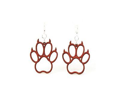 Cherry red bear claw wood earrings