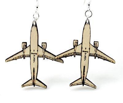 airplane wood earrings