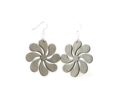Gray inside flower wood earrings
