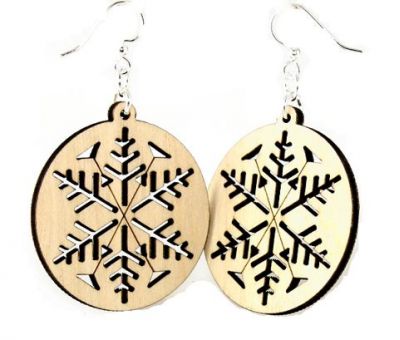 Snowflake wood earrings